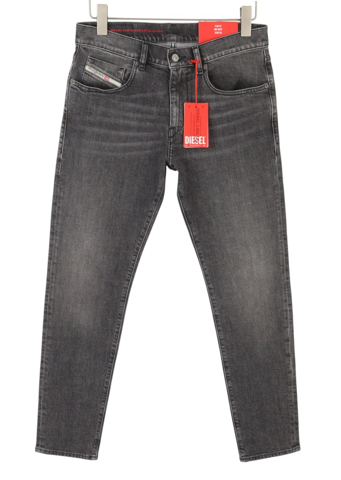 DIESEL 2019 D-Strukt 09C47 Men Jeans W30/L32 Grey Whiskers Faded Slim Fit