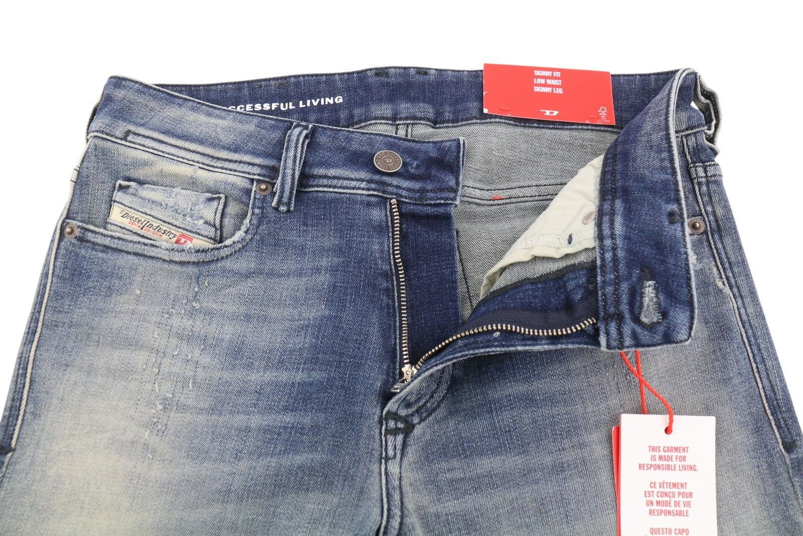 DIESEL 1979 Sleenker 09G87 Men Jeans W31/L34 Blue Faded Low Waist Skinny RRP295