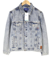 SCOTCH & SODA Men Jacket M Blue Distress Faded Button-Up Trucker Denim