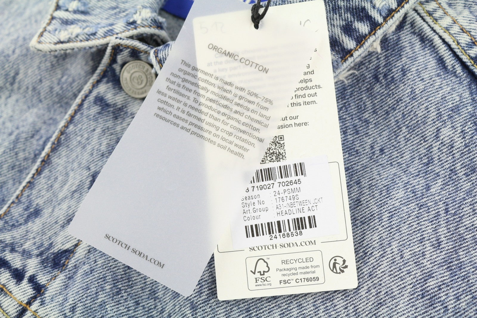 SCOTCH & SODA Men Jacket M Blue Distress Faded Button-Up Trucker Denim