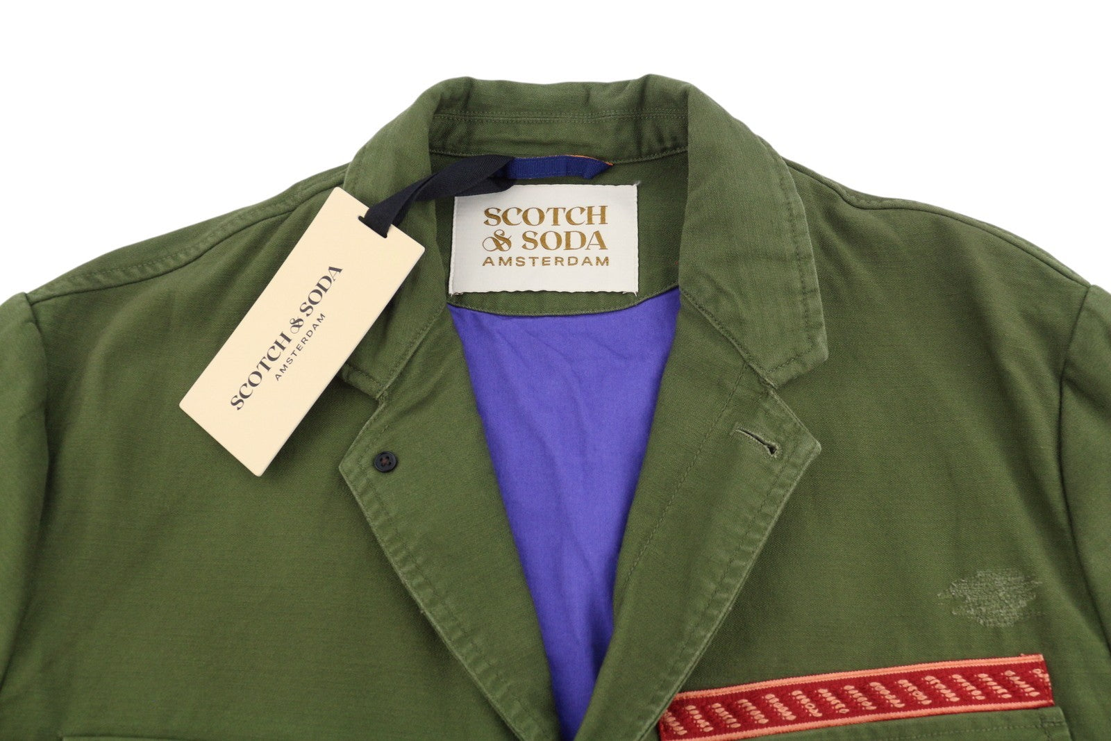 SCOTCH & SODA Men Jacket M Green Embroidered Button-Up Lightweight