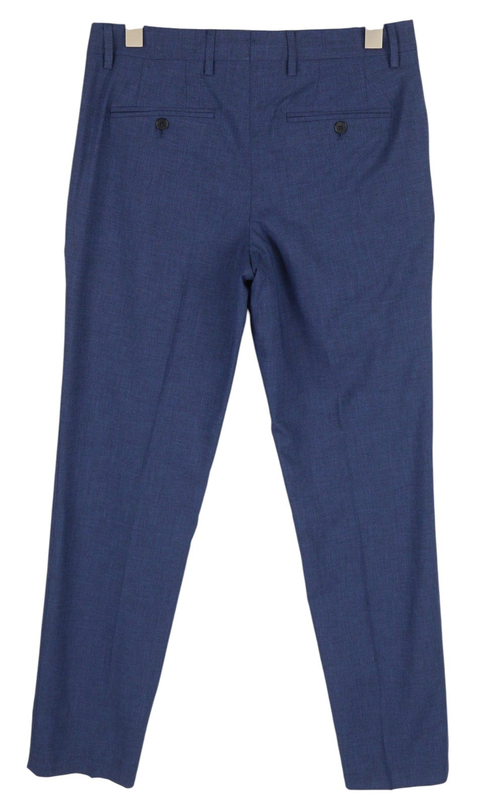 TOMMY HILFIGER Micro Structure Men Trousers W31 Blue THFlex Wool Blend Slim Fit