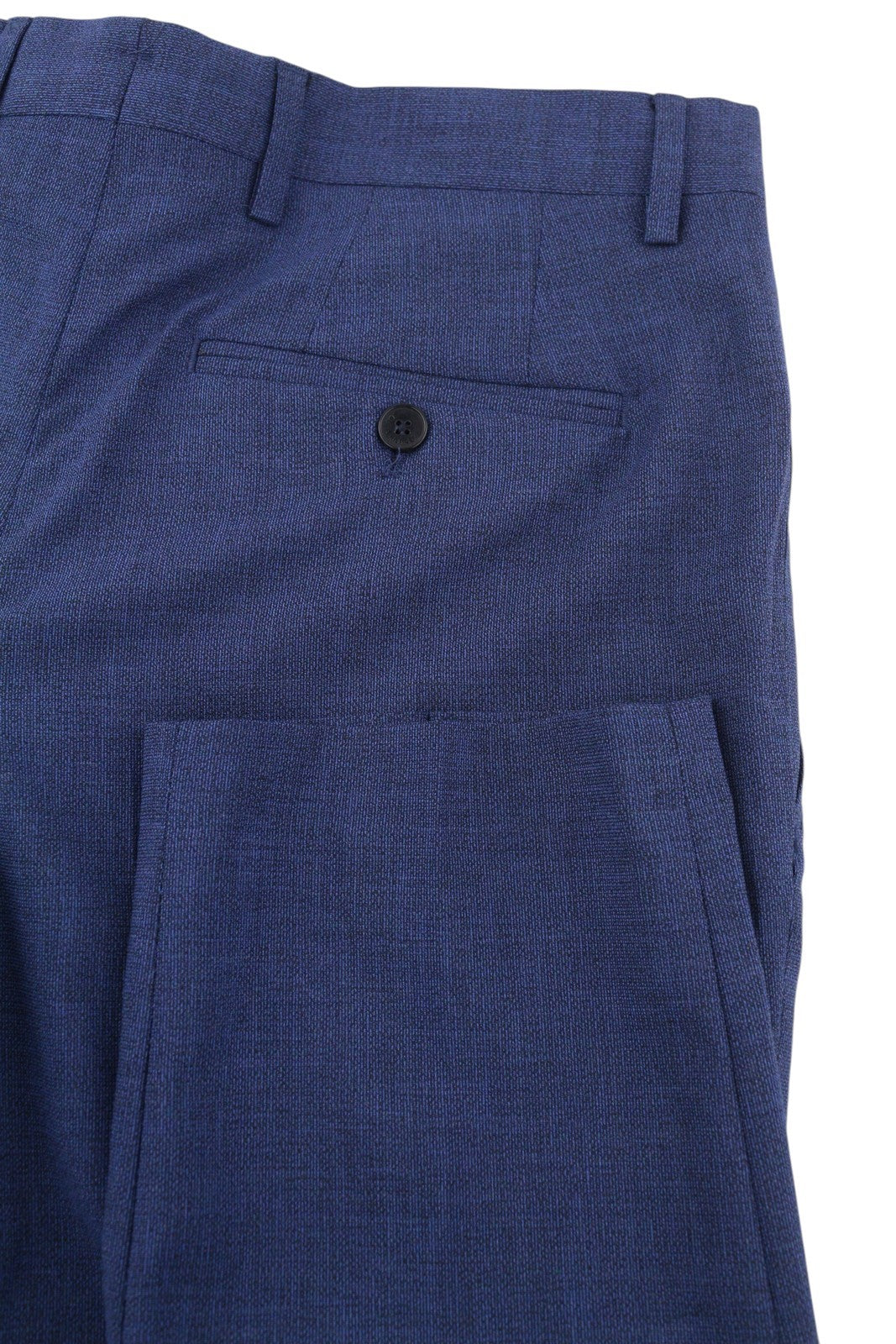 TOMMY HILFIGER Micro Structure Men Trousers W31 Blue THFlex Wool Blend Slim Fit
