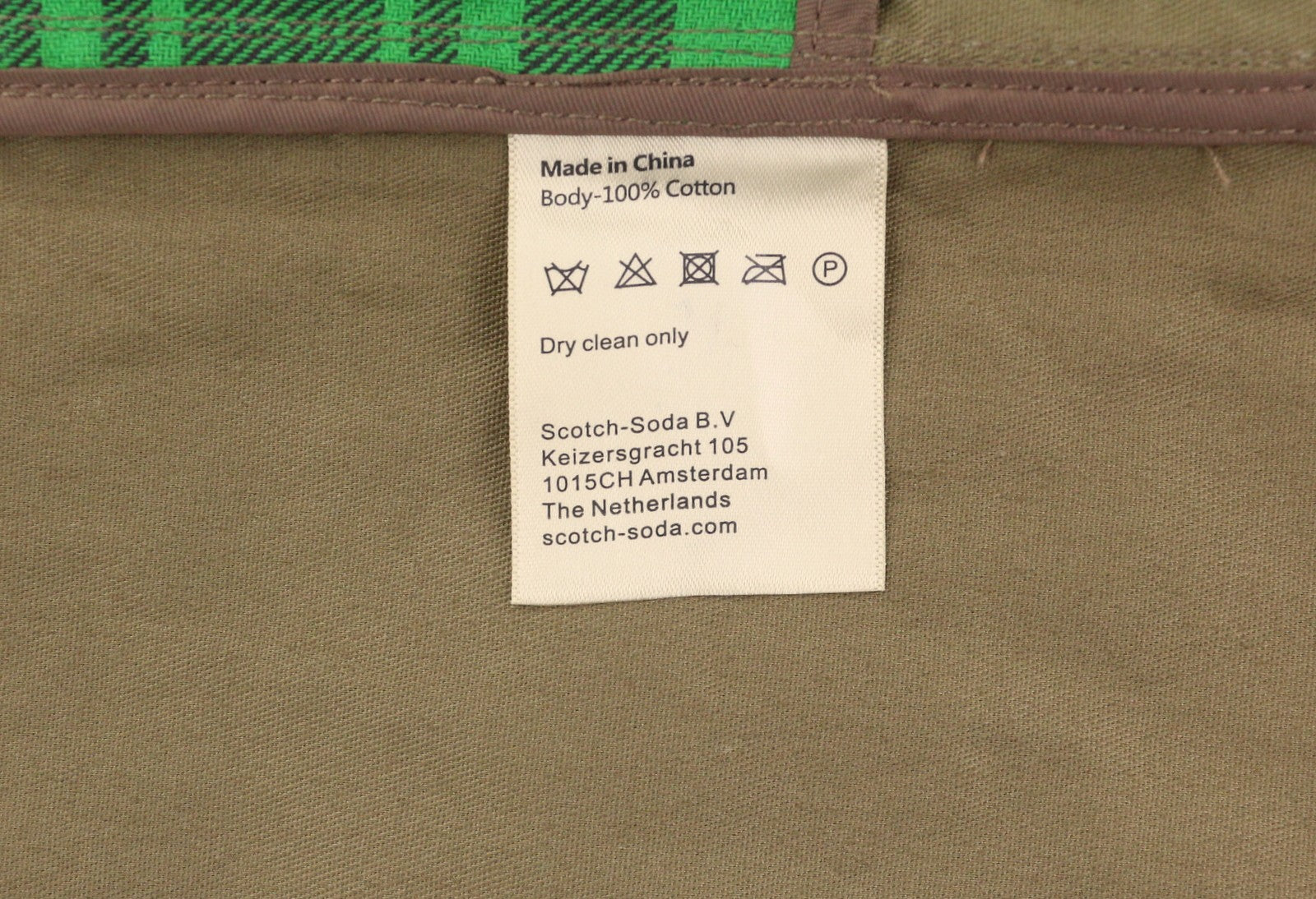 SCOTCH & SODA Men Coat M Green Check Printed Mid Length Trench RRP349