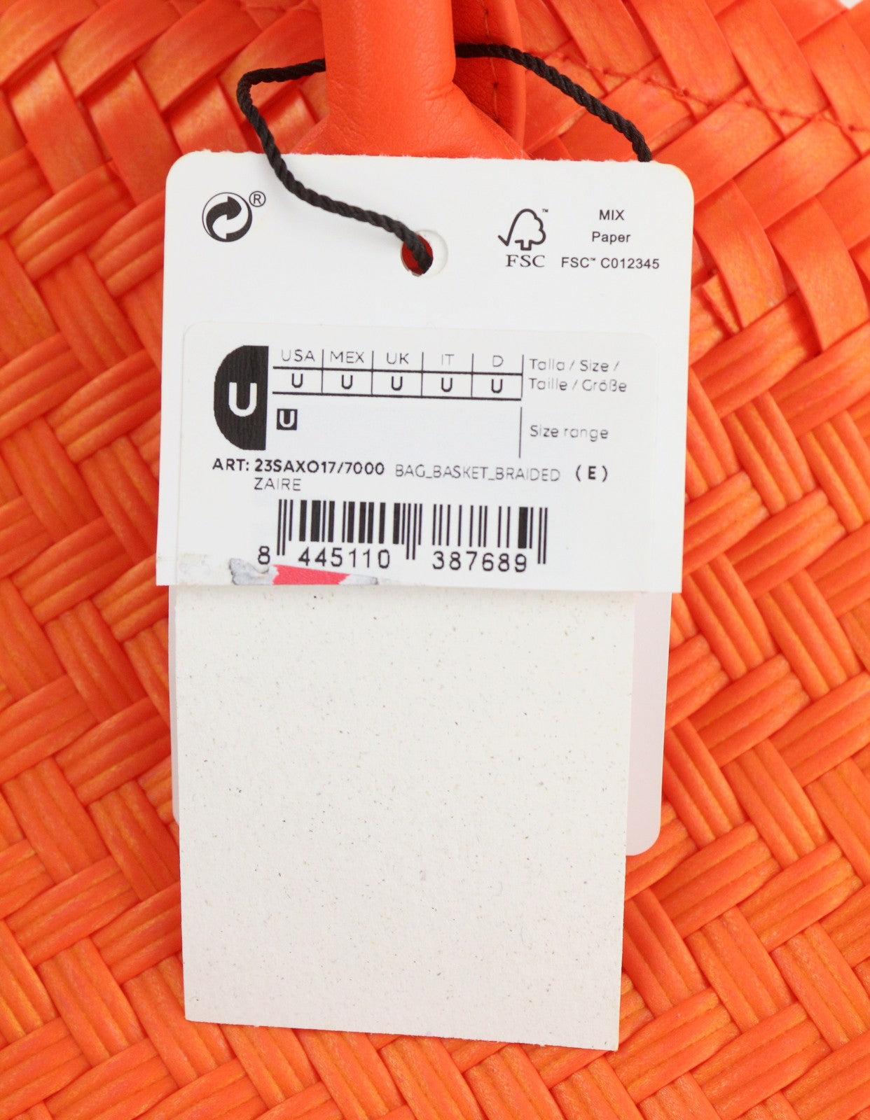 DESIGUAL Basket Braided Zaire Women Bag OS Orange Shopping Tote