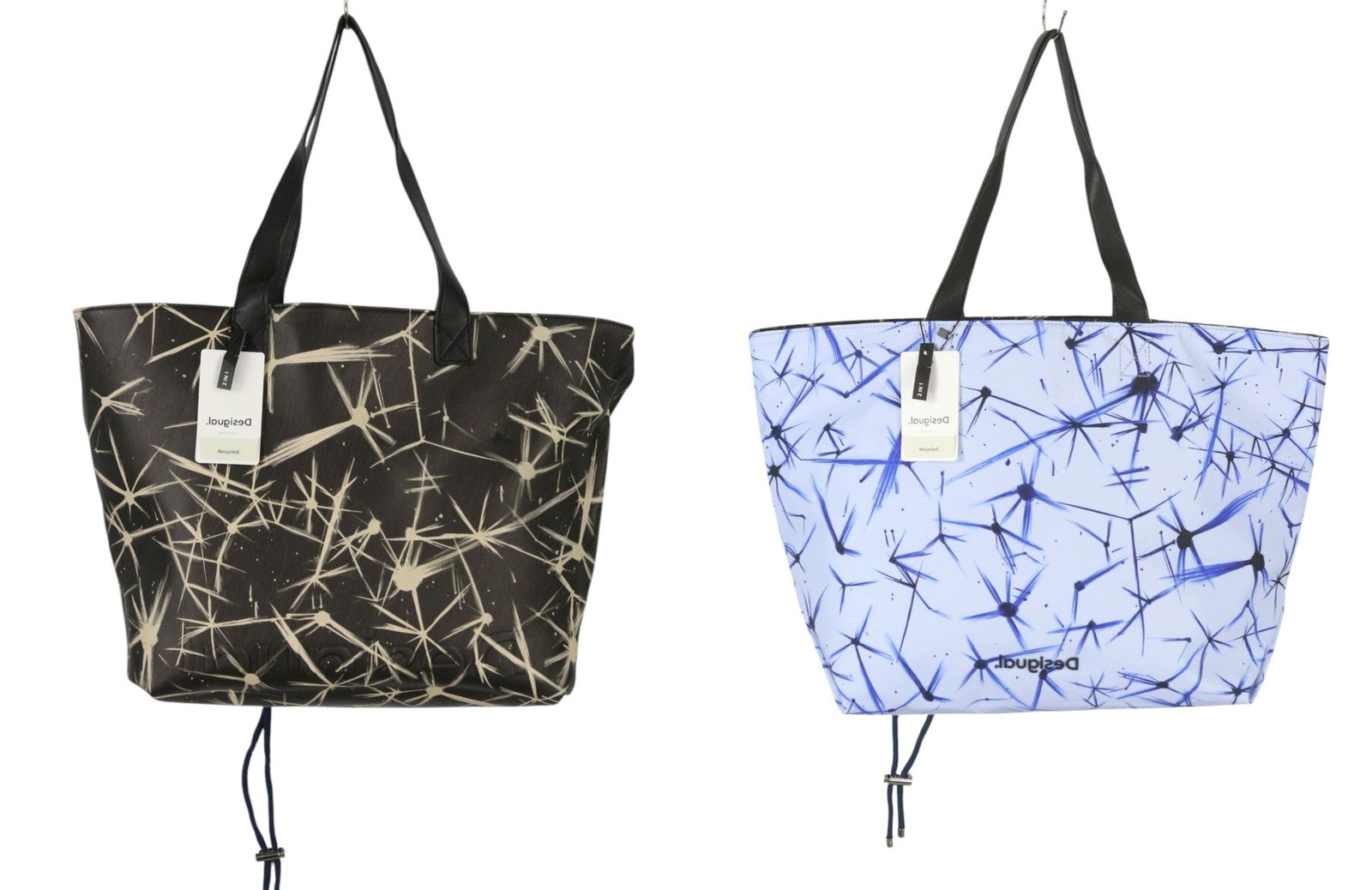 DESIGUAL Asterix Namibia Women Bag OS Blue Black Pattern Reversible Tote