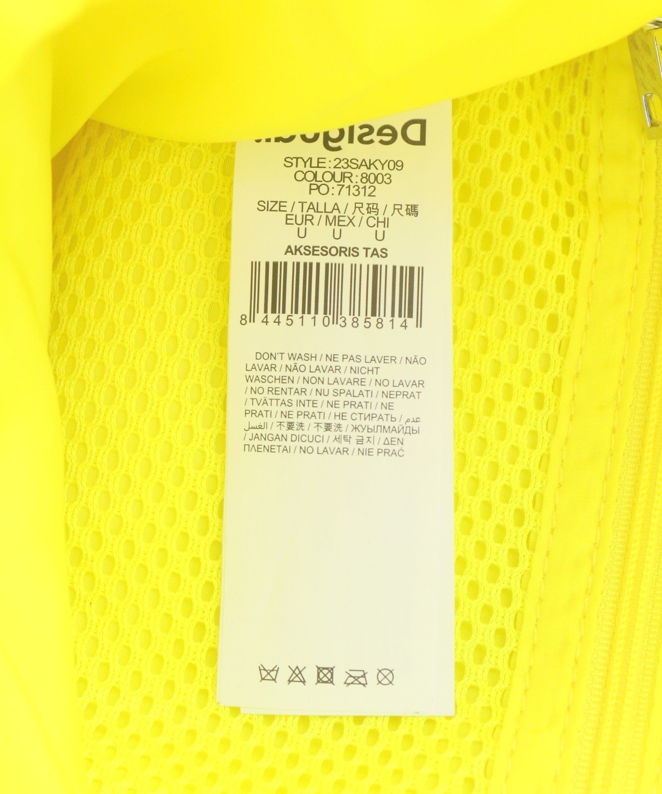 DESIGUAL Back Lolos Graz Women Bag OS Neon Yellow Drawstring Backpack