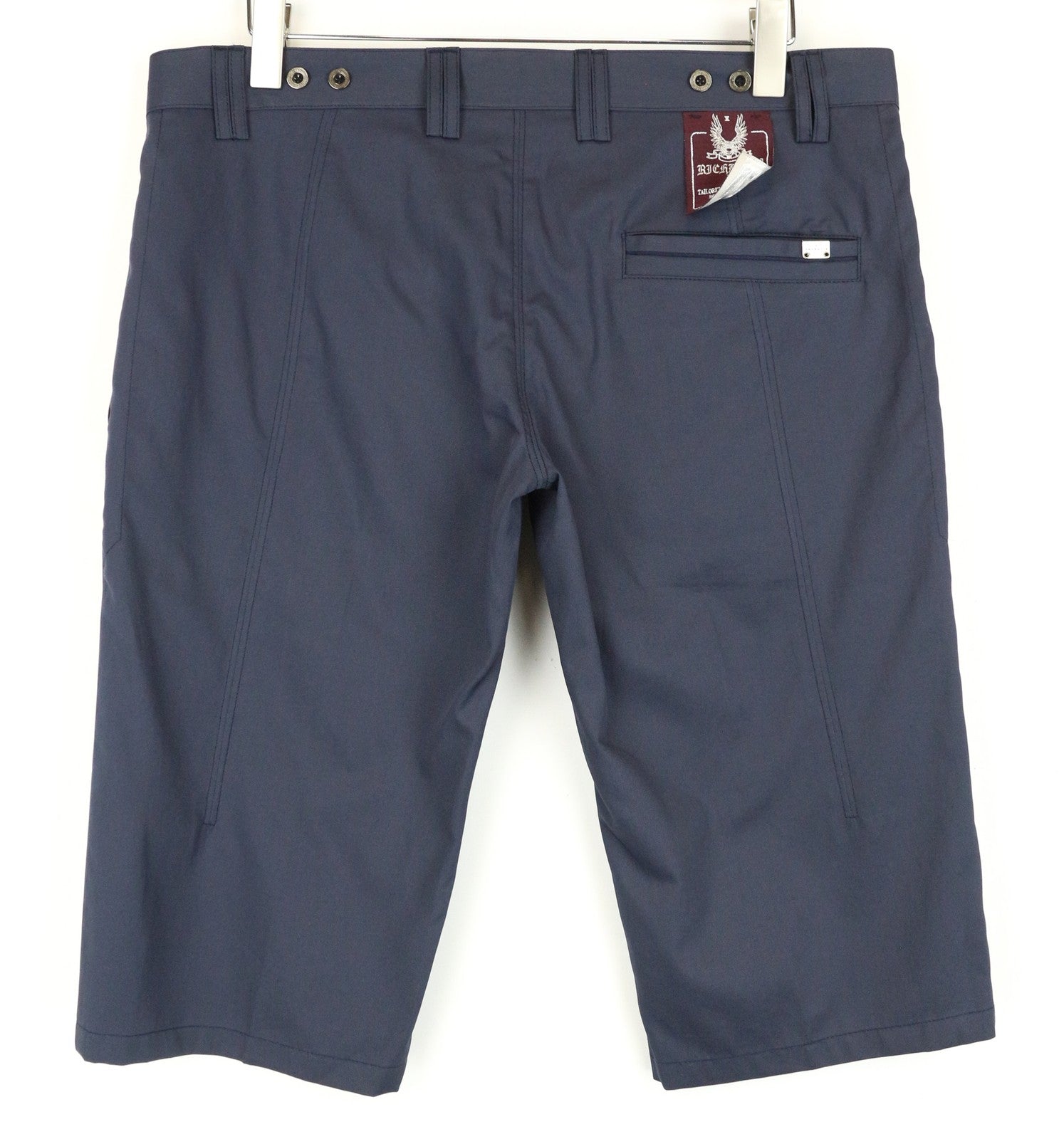 RICHMOND X Men Shorts 52 Bermuda Style Button-Fly Blue Twill Pocketed Cotton
