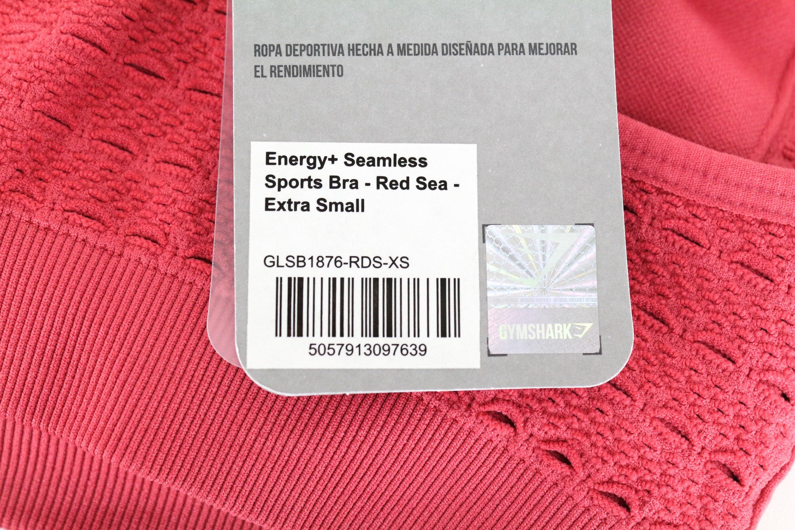 GYMSHARK Energy Women Sport Bra XS Seamless Petite Fit Red Sea Stretch Workout