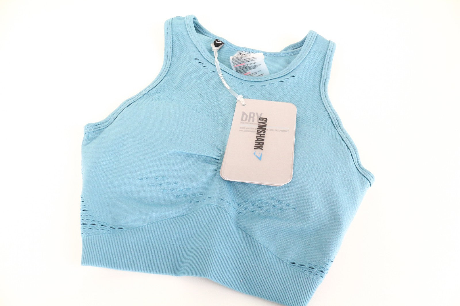 GYMSHARK Flawless Knit Women Sport Bra XS Sea Blue Petite Stretchy Workout