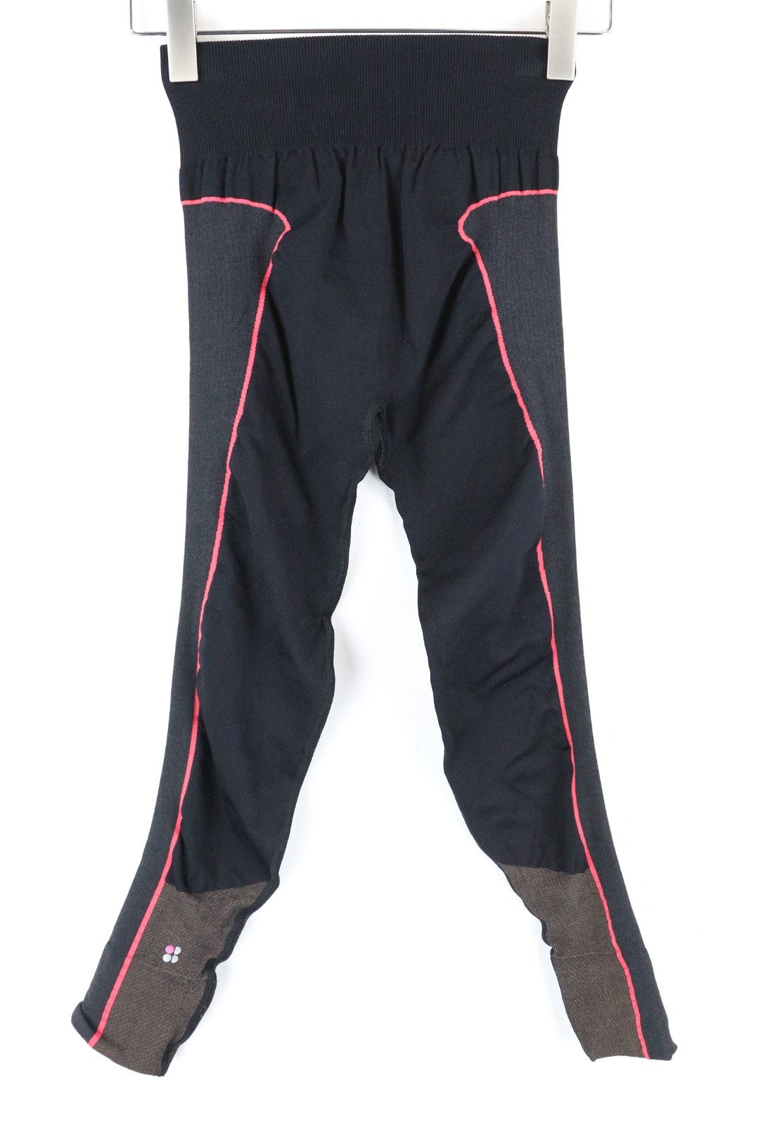 SWEATY BETTY Women Sport Leggings S High Waisted Cropped Black Pink Detail