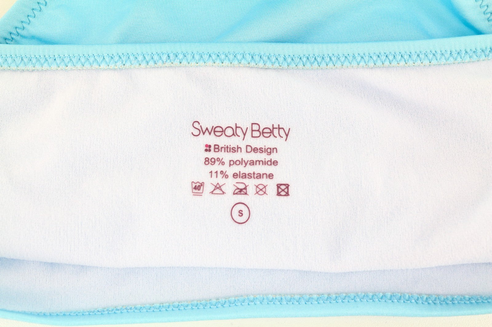 SWEATY BETTY Women Swimwear S High Stretch Beaded Side Ties Blue Bikini Bottom