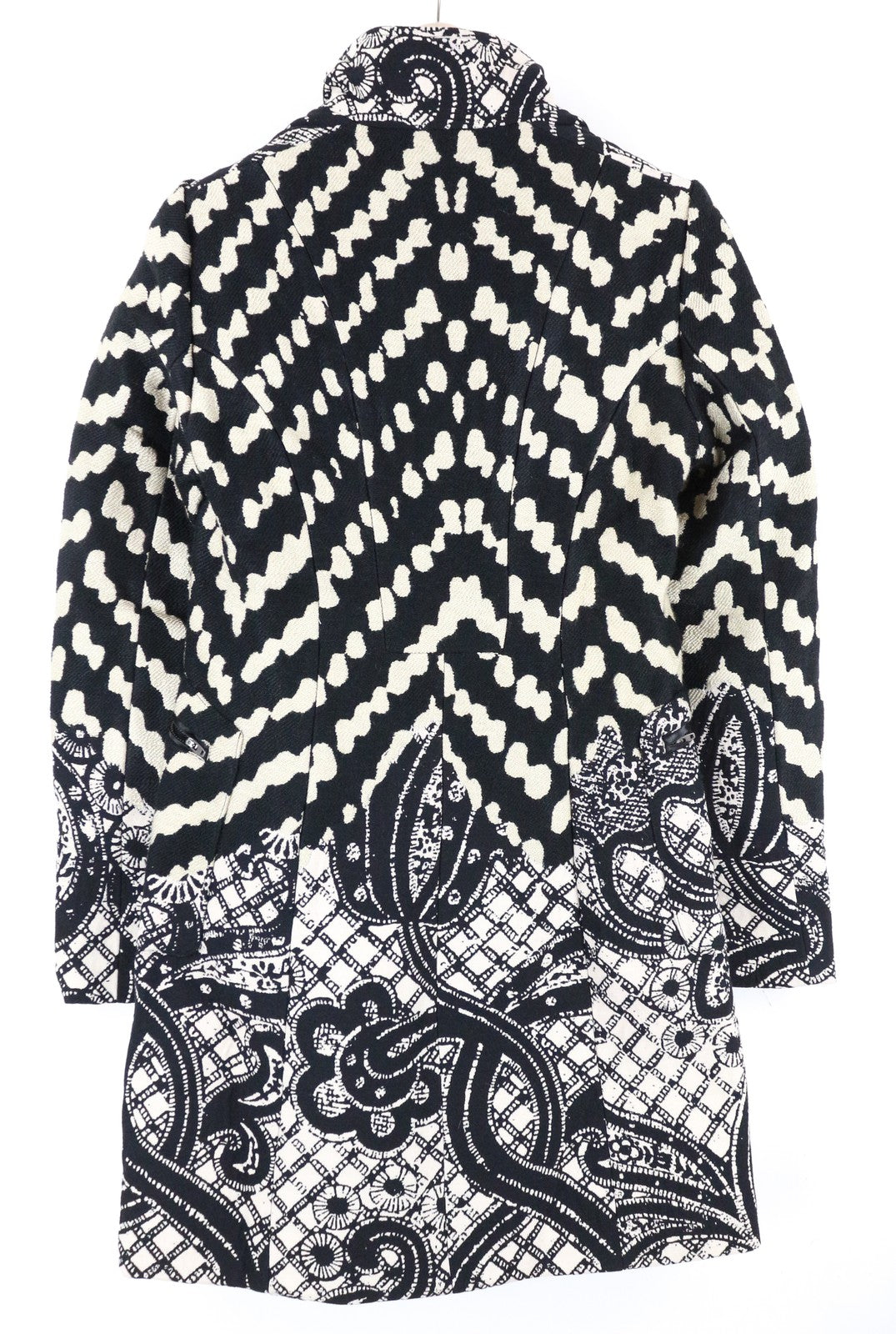 DESIGUAL Kytzia Women Coat 38 Grey Wool Blend Patterns Single-Breasted Lined