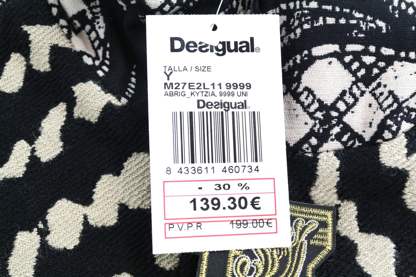 DESIGUAL Kytzia Women Coat 38 Grey Wool Blend Patterns Single-Breasted Lined