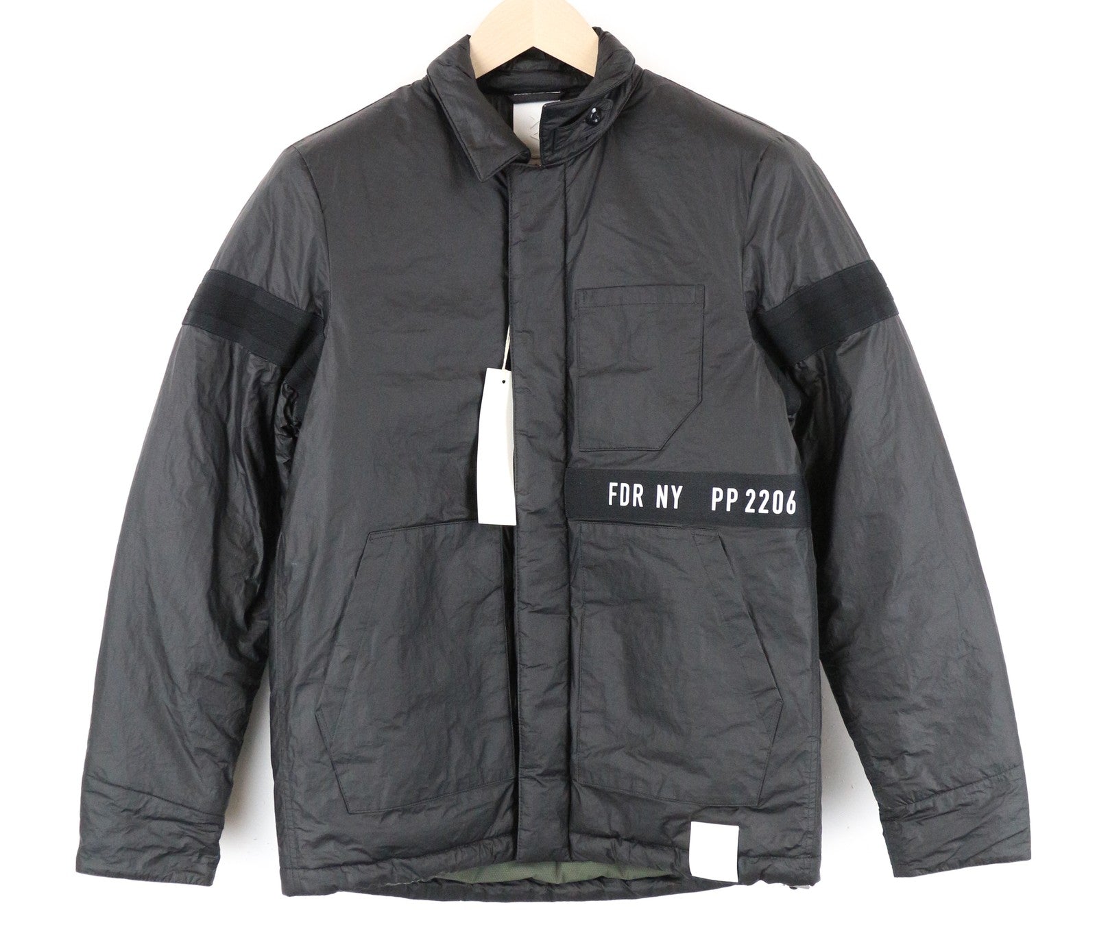 REPLAY Men Jacket S Black Lined Single-Breasted Zipped Back Logo Long Sleeved