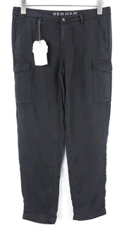 DENHAM Tara Women Trousers W25/L28 Black Multi Pockets Lightweight Cargo