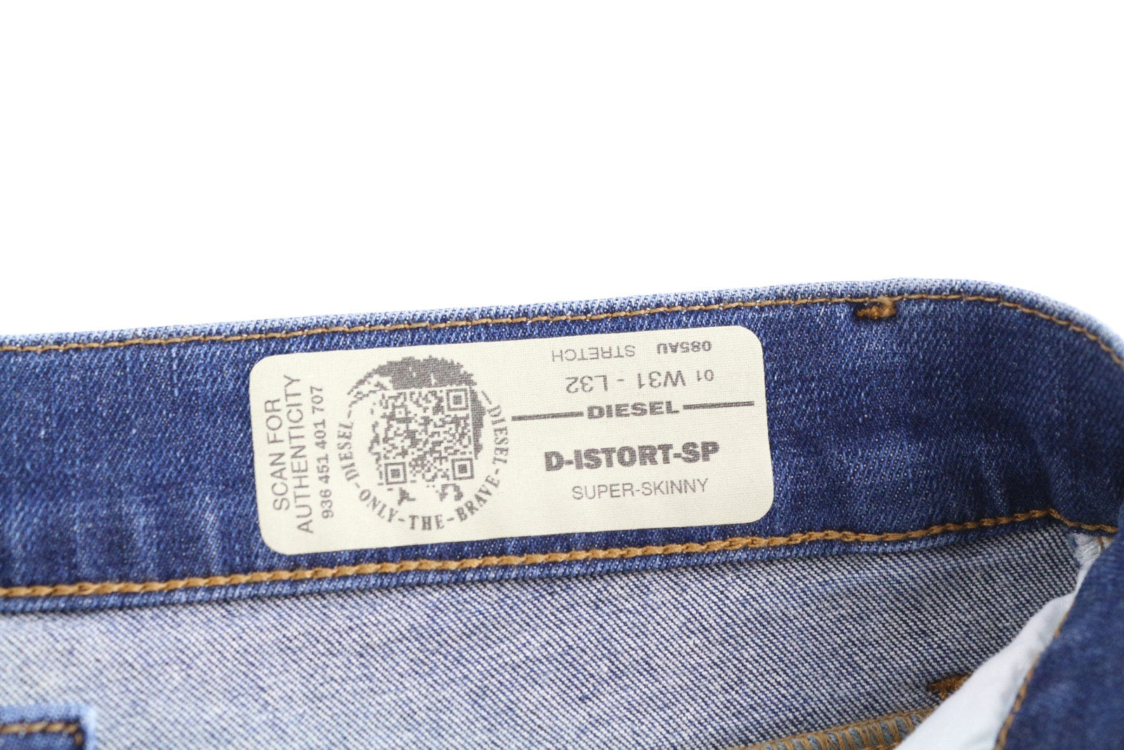 DIESEL D-Istort-SP 085AU Men Jeans W31/L32 Super Skinny Fit Blue Cotton Stretch