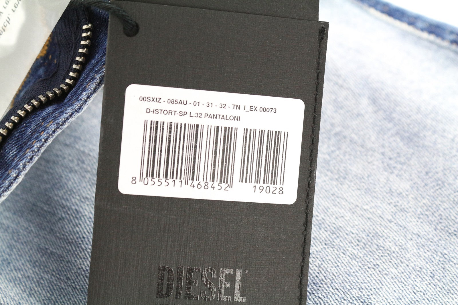 DIESEL D-Istort-SP 085AU Men Jeans W31/L32 Super Skinny Fit Blue Cotton Stretch
