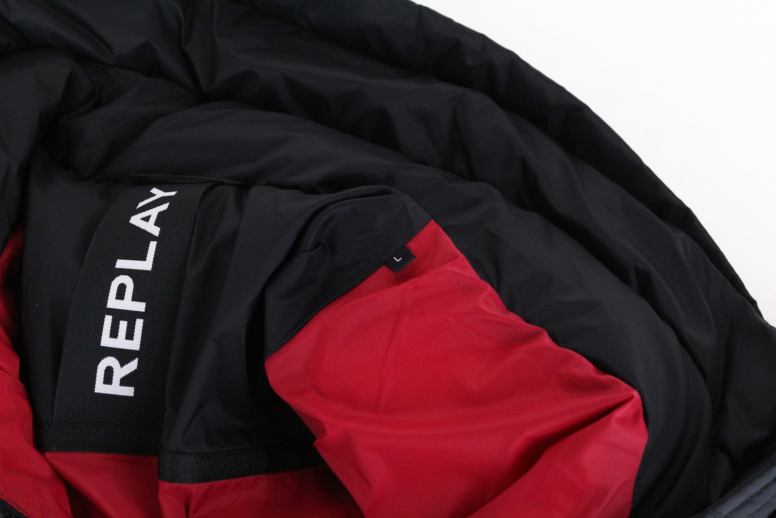 REPLAY Women Jacket L Black Quilted Lined Single-Breasted Logo Long Sleeved