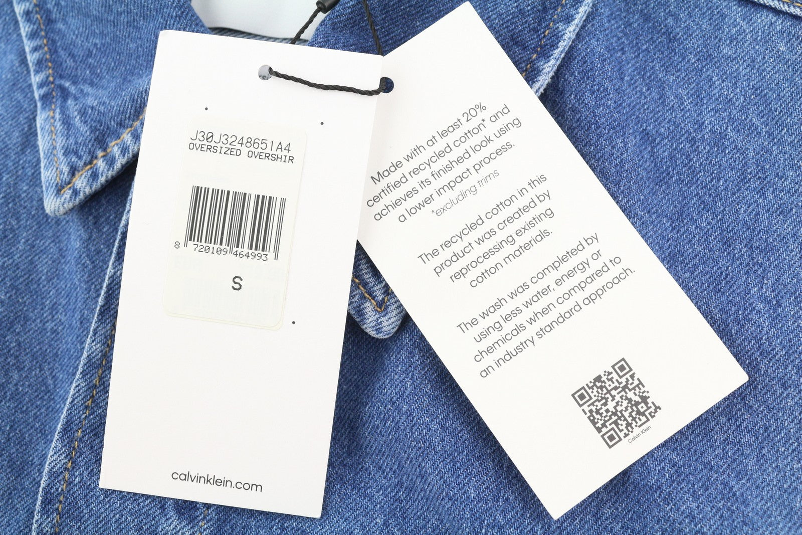 CALVIN KLEIN Men Jacket S Denim Blue Trucker Oversized Snap Buttons RRP119