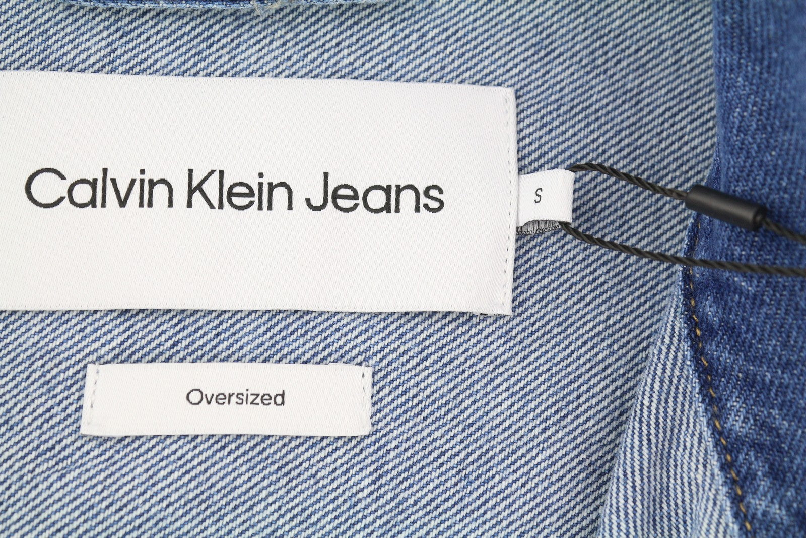 CALVIN KLEIN Men Jacket S Denim Blue Trucker Oversized Snap Buttons RRP119