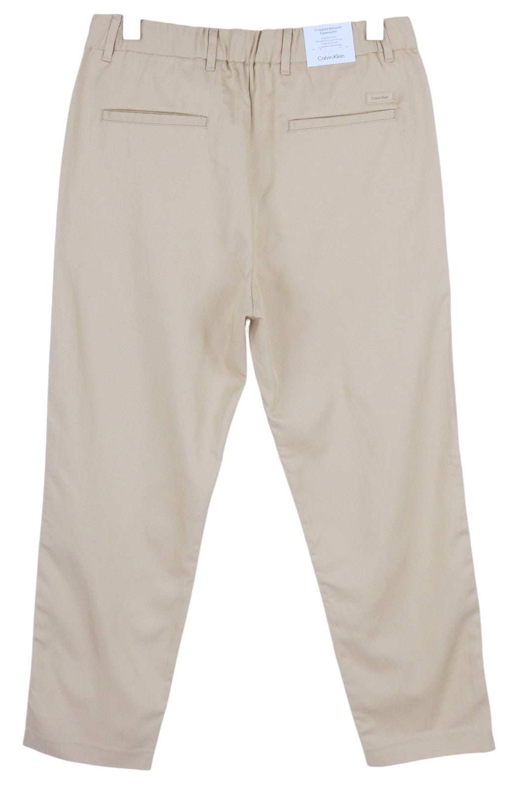 CALVIN KLEIN Piece Dyed Tencel Tapered Men Trousers W40/L32 Brown Linen Blend