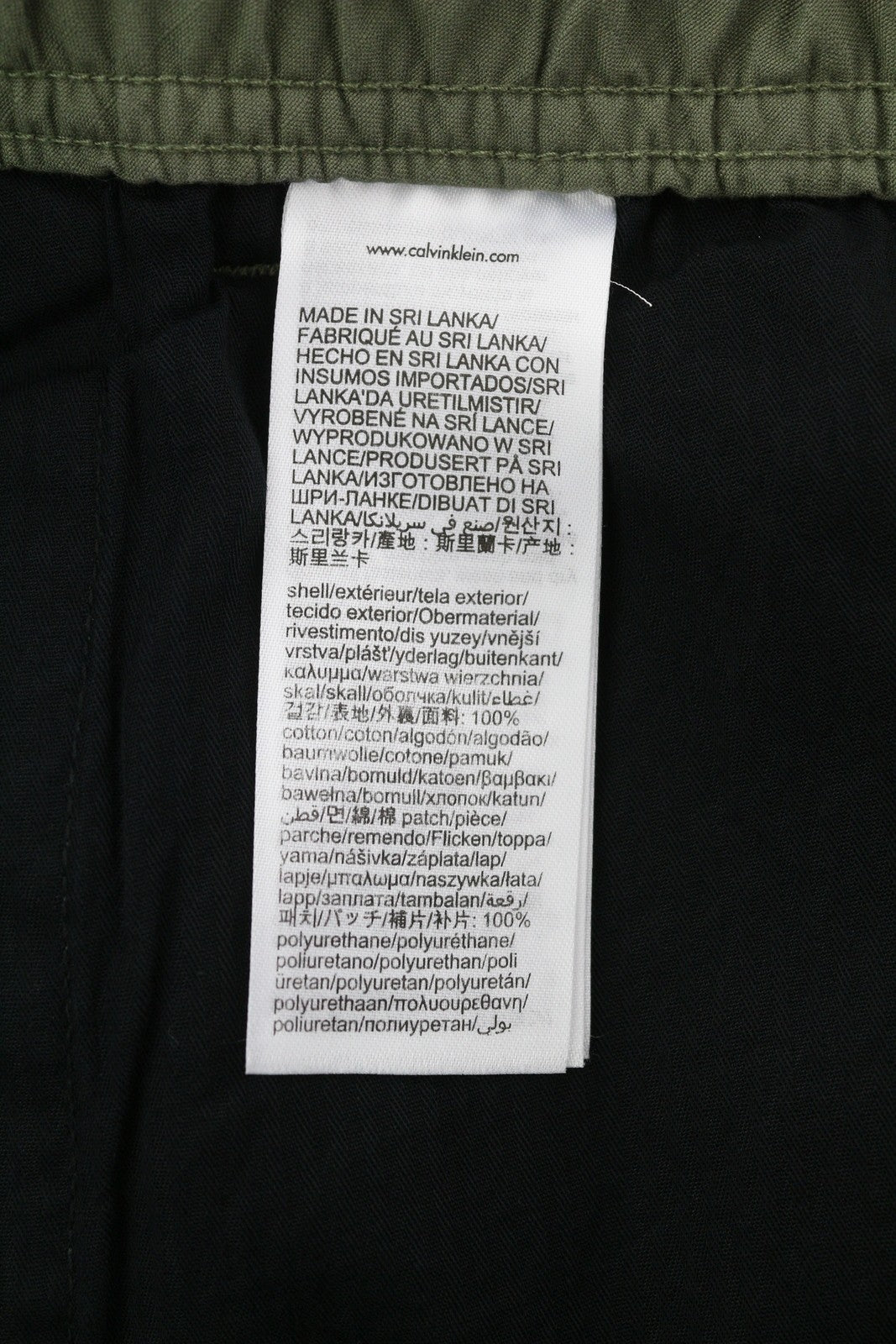 CALVIN KLEIN Essential Regular Men Trousers M Green Cargo Elastic Waist Logo