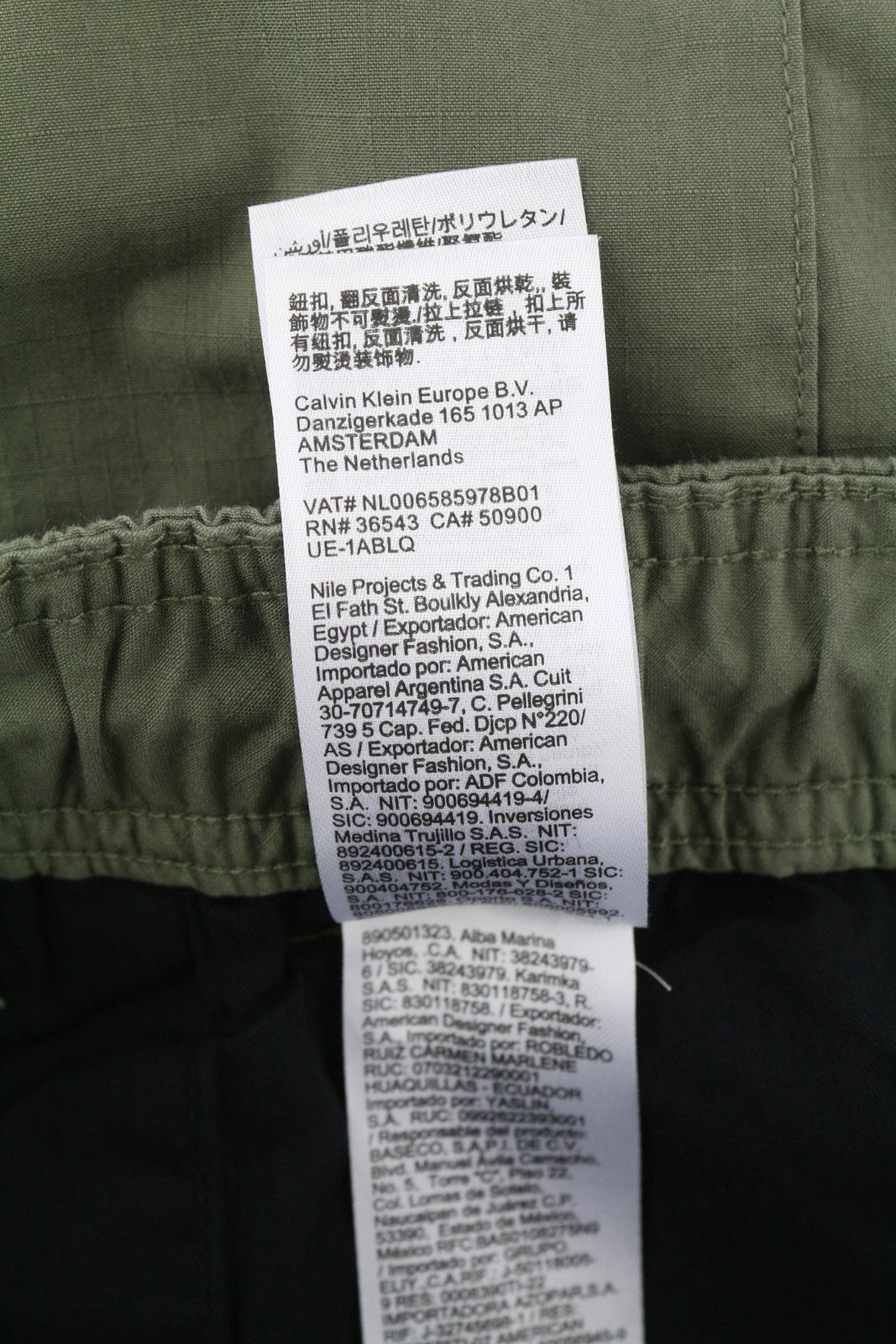 CALVIN KLEIN Essential Regular Men Trousers M Green Cargo Elastic Waist Logo