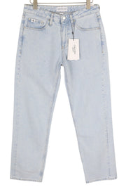 CALVIN KLEIN 90s Straight Men Jeans W30 Light Blue Washed Faded Zip Fly Denim