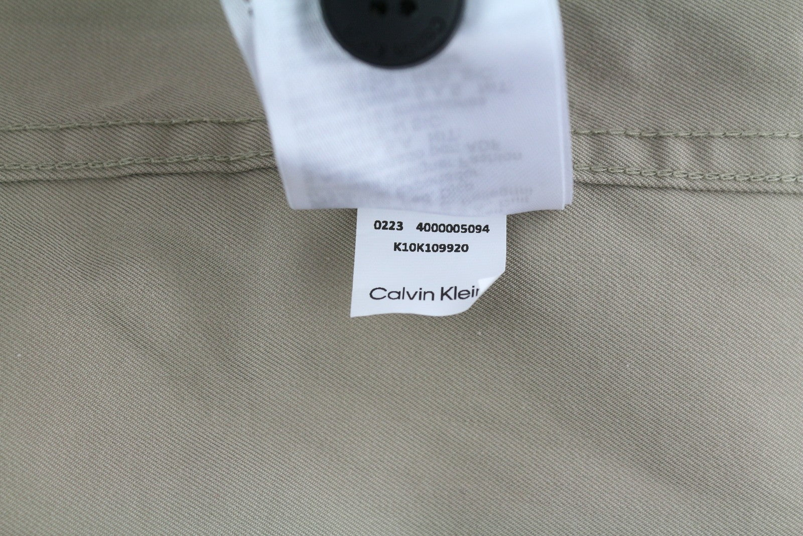 CALVIN KLEIN Men Shirt L Beige Button-Up Polo Patch Pockets Overshirt RRP119