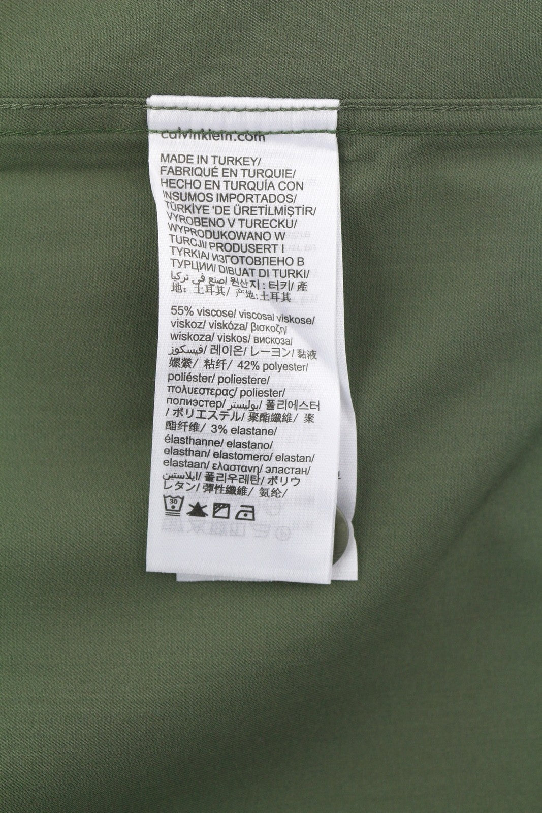 CALVIN KLEIN Minimal Twill Men Shirt M Green Spread Patch Pockets Overshirt