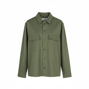 CALVIN KLEIN Minimal Twill Men Shirt XL Green Spread Patch Pockets Overshirt