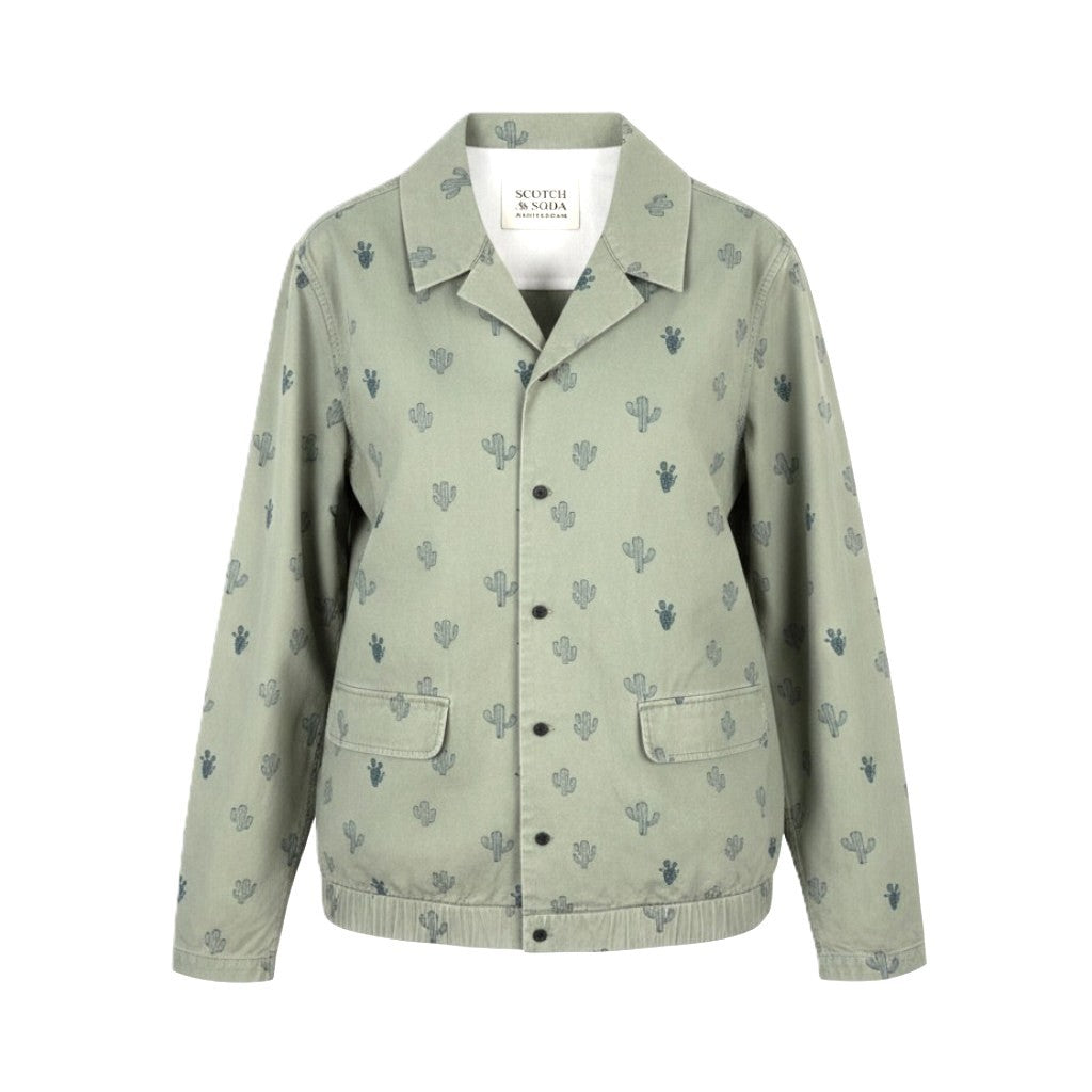 SCOTCH & SODA Men Jacket M Grey Cactus Over Print Button-Up Lightweight