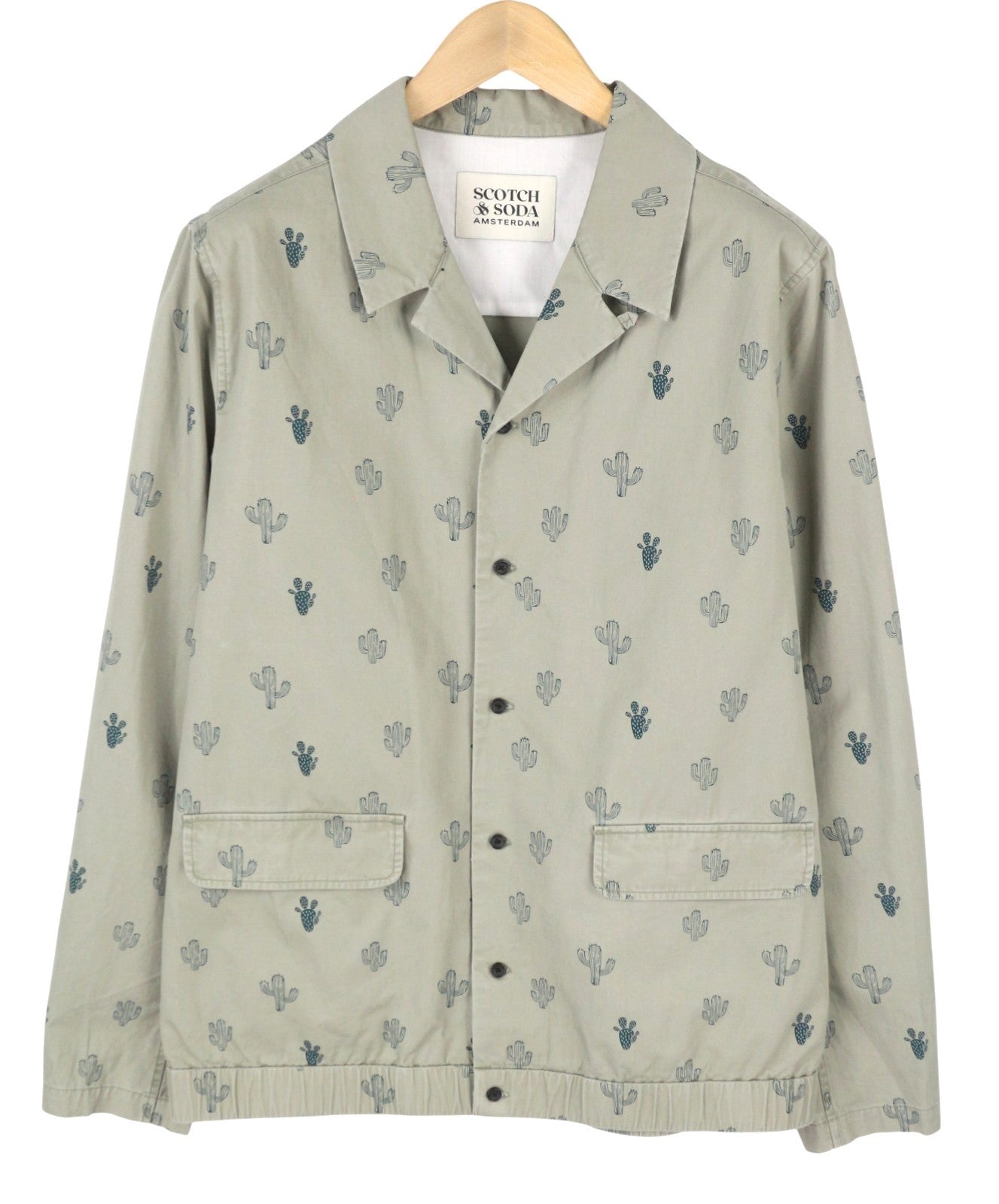 SCOTCH & SODA Men Jacket M Grey Cactus Over Print Button-Up Lightweight