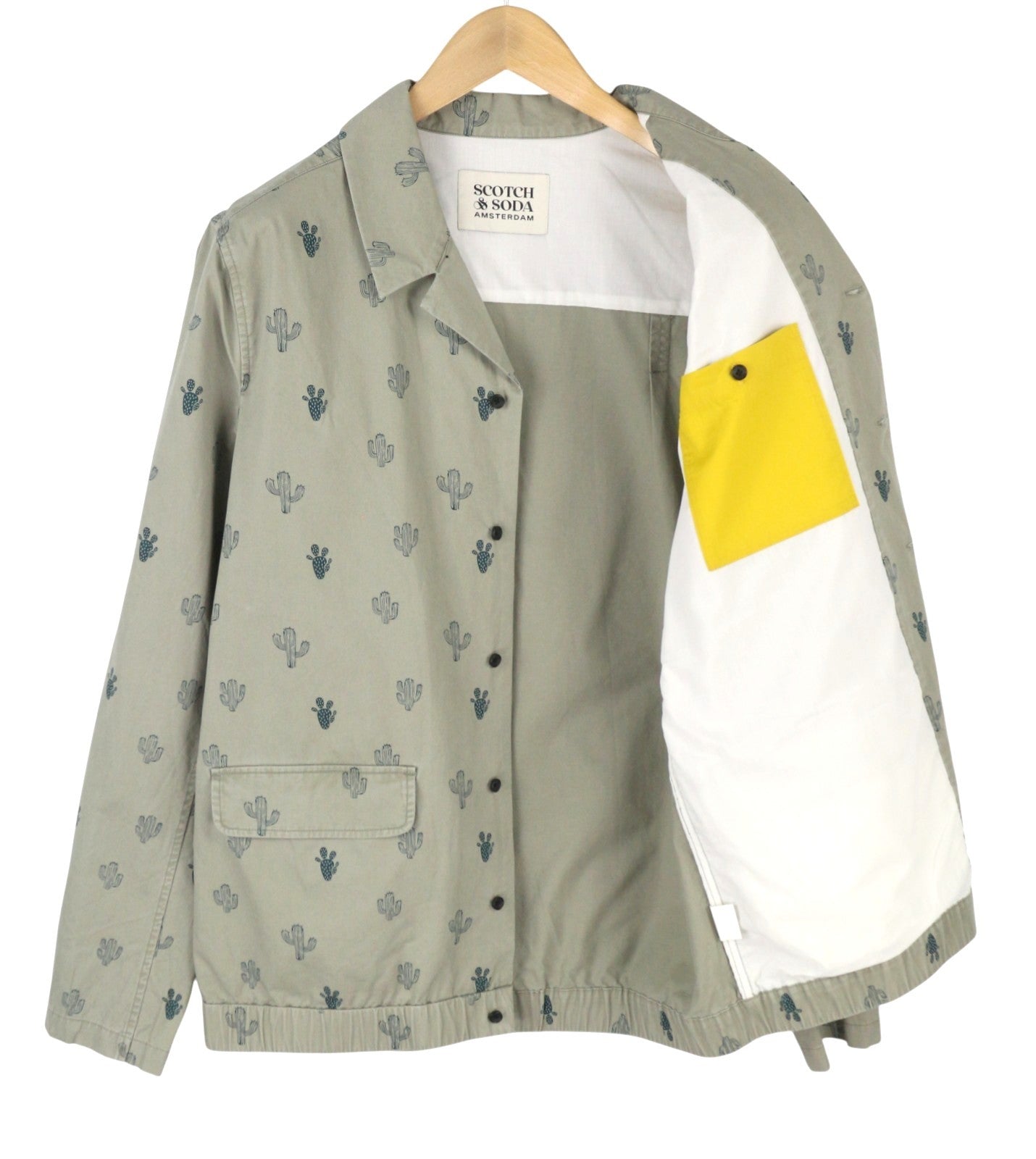 SCOTCH & SODA Men Jacket M Grey Cactus Over Print Button-Up Lightweight