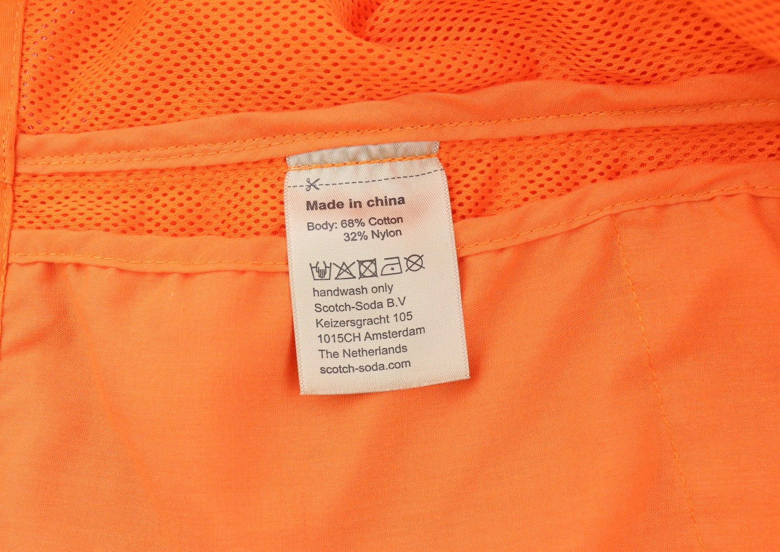 SCOTCH & SODA Men Jacket L Orange Hooded Unlined Full Zip Lightweight