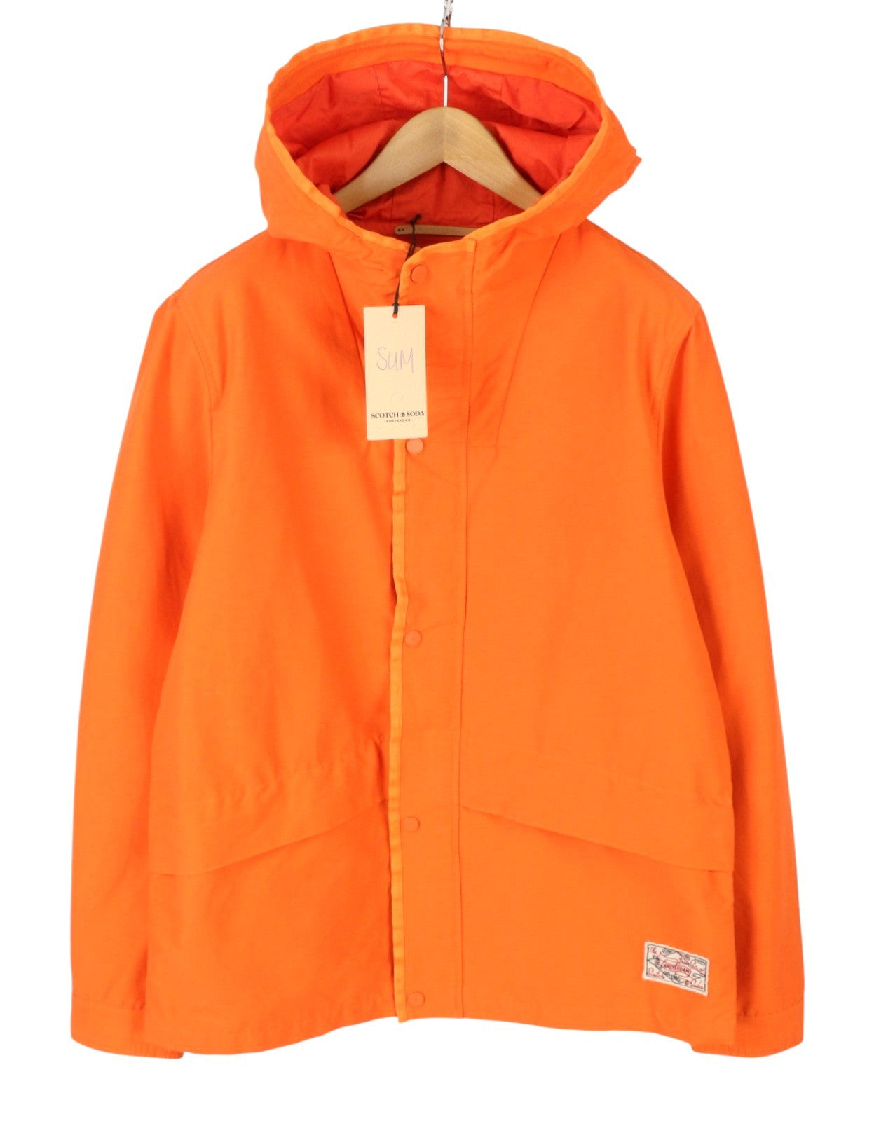 SCOTCH & SODA Men Jacket L Orange Hooded Unlined Full Zip Lightweight