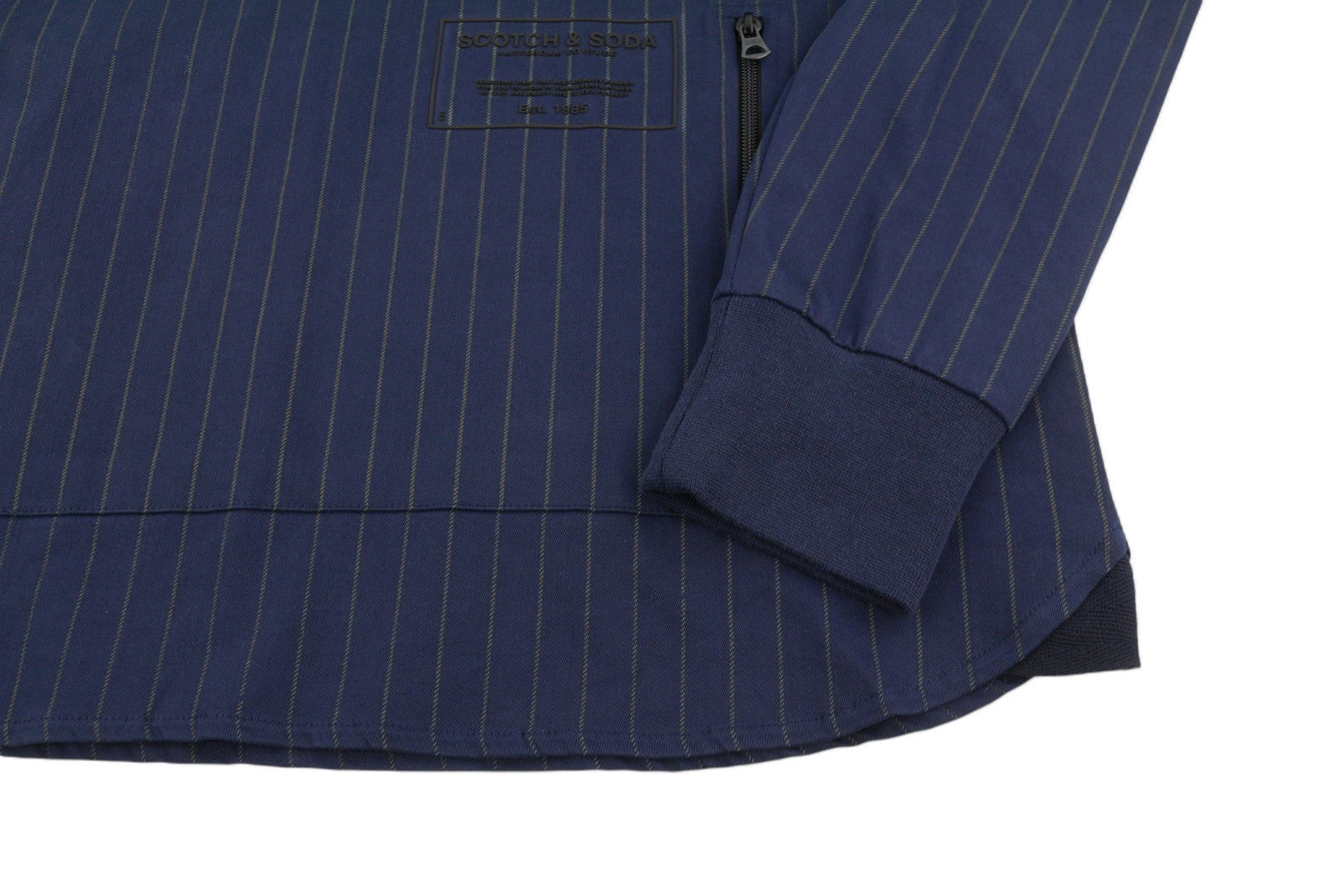 SCOTCH & SODA Men Jacket M Blue Pinstriped Half Zip Hooded Lightweight Anorak