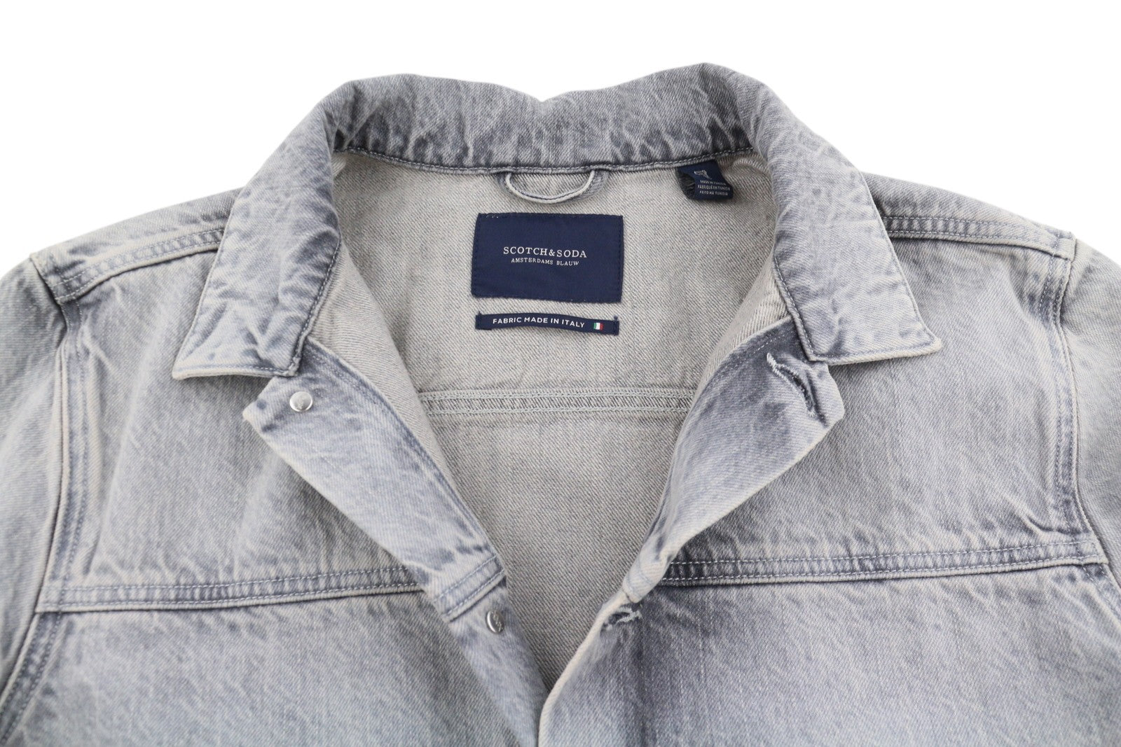 SCOTCH & SODA Men Jacket L Grey Faded Patch Pockets Button-Up Spread Denim
