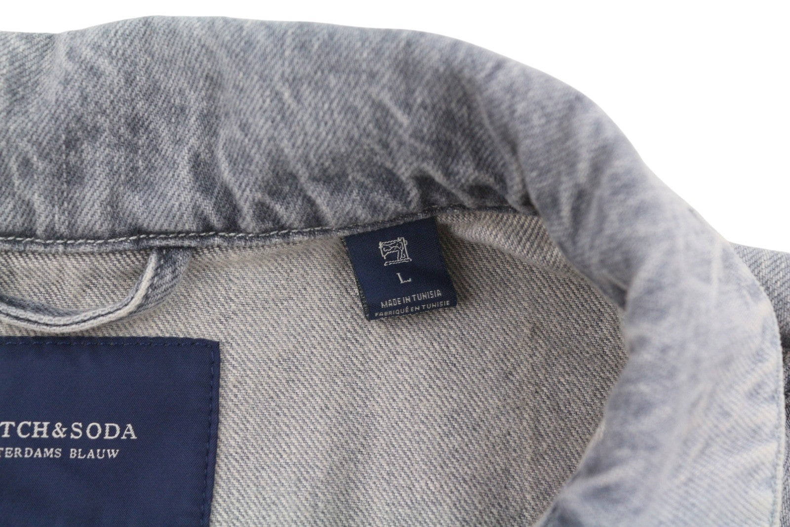 SCOTCH & SODA Men Jacket L Grey Faded Patch Pockets Button-Up Spread Denim