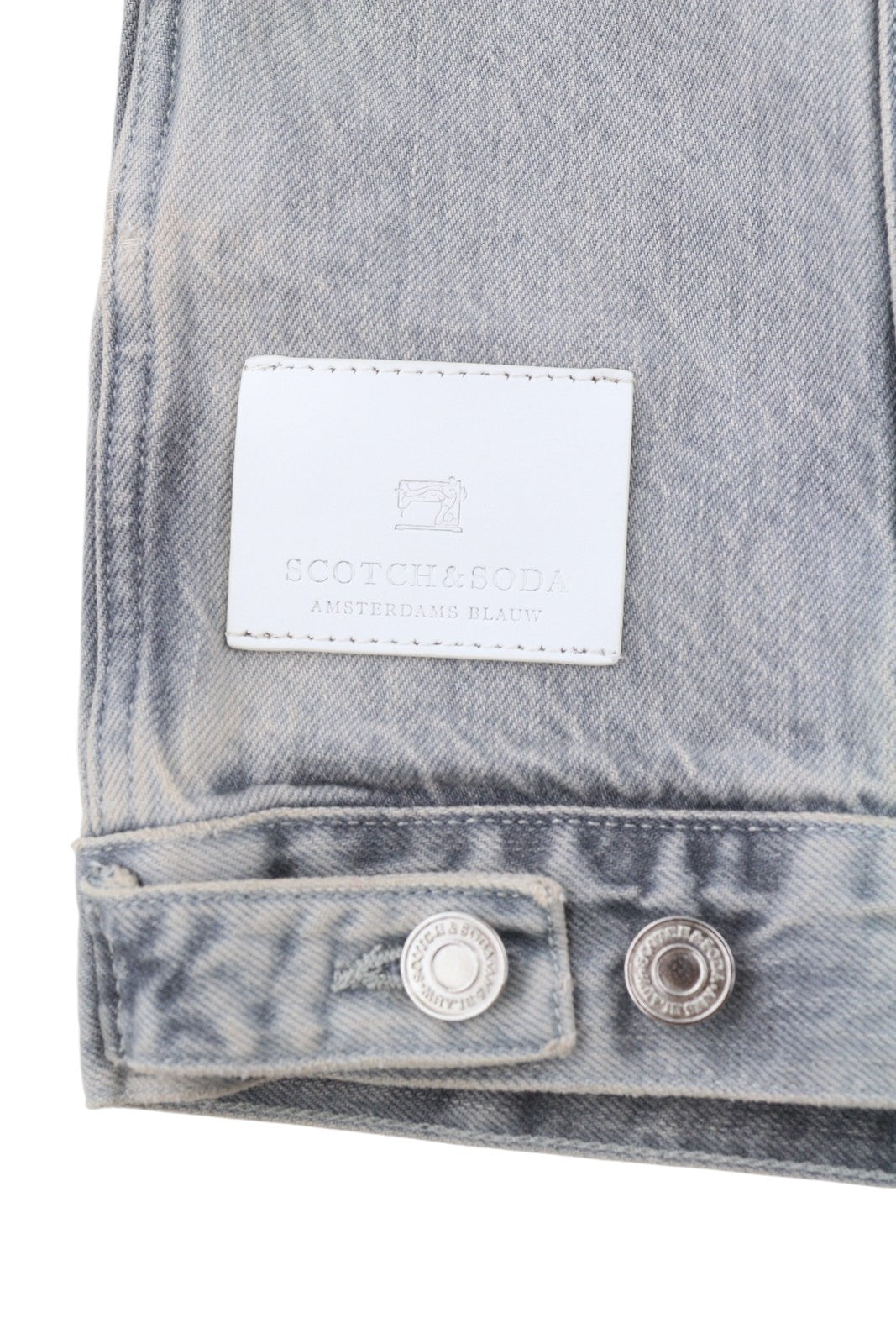 SCOTCH & SODA Men Jacket L Grey Faded Patch Pockets Button-Up Spread Denim