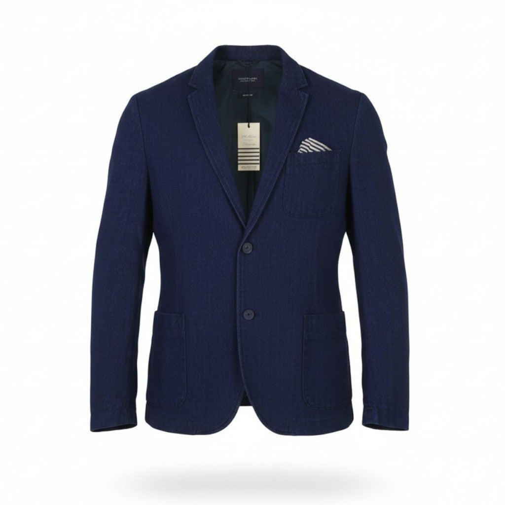 SCOTCH & SODA vyriškas švarkas M, tamsiai mėlynas, medvilninis, su įkirptais atlapais, vienaeilis