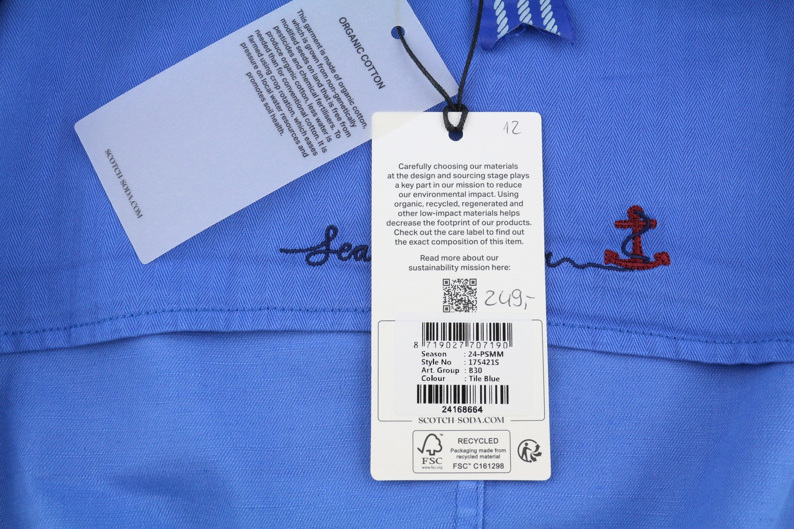 SCOTCH & SODA Men Blazer M Blue Linen Blend Single-Breasted PPR249