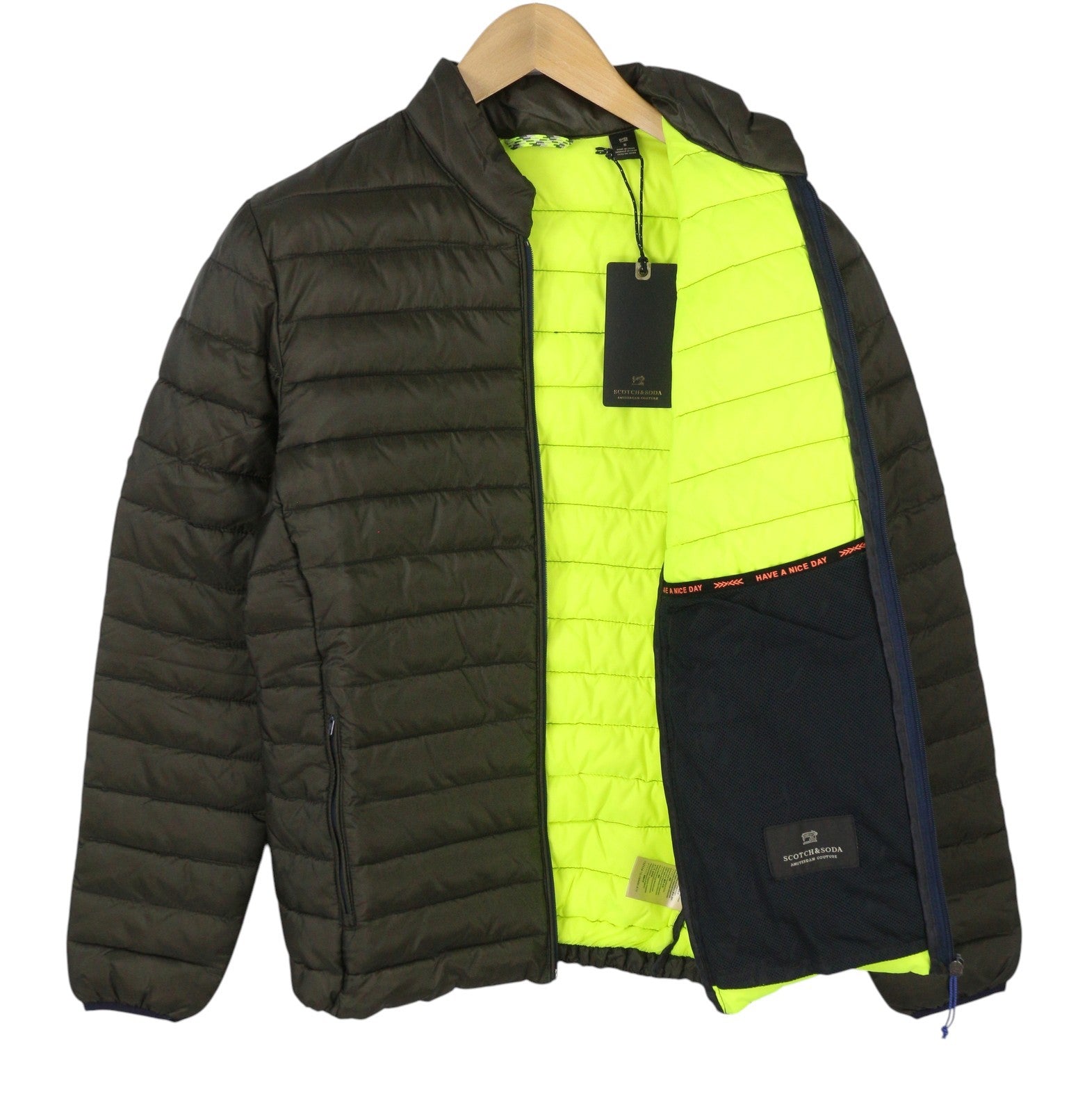 SCOTCH & SODA Men Jacket S Dark Brown Quilted Padded Full Zip Puffer