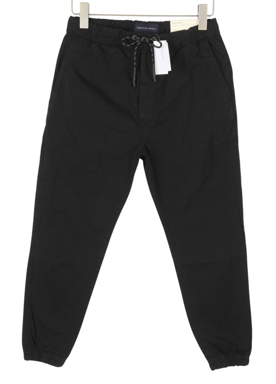 AMERICAN EAGLE OUTFITTERS Twill Jogger Men Trousers S Black Flex Stretch