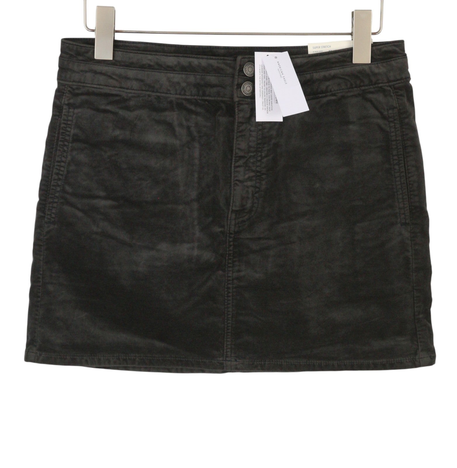 AMERICAN EAGLE OUTFITTERS Hi-Rise Mini Super Stretch Women Skirt UK14 Black Mini