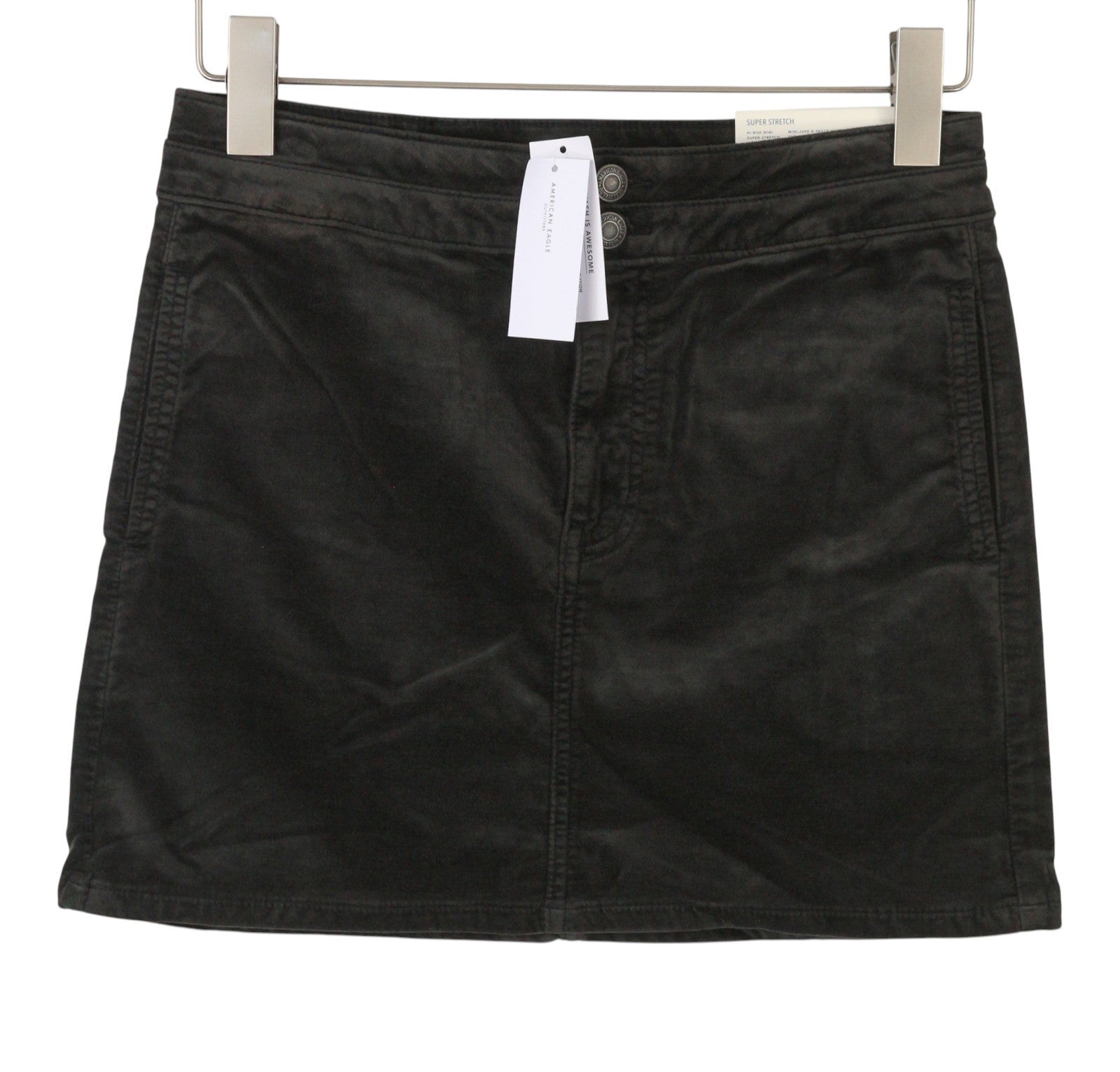 AMERICAN EAGLE OUTFITTERS Hi-Rise Mini Super Stretch Women Skirt UK8 Black Mini
