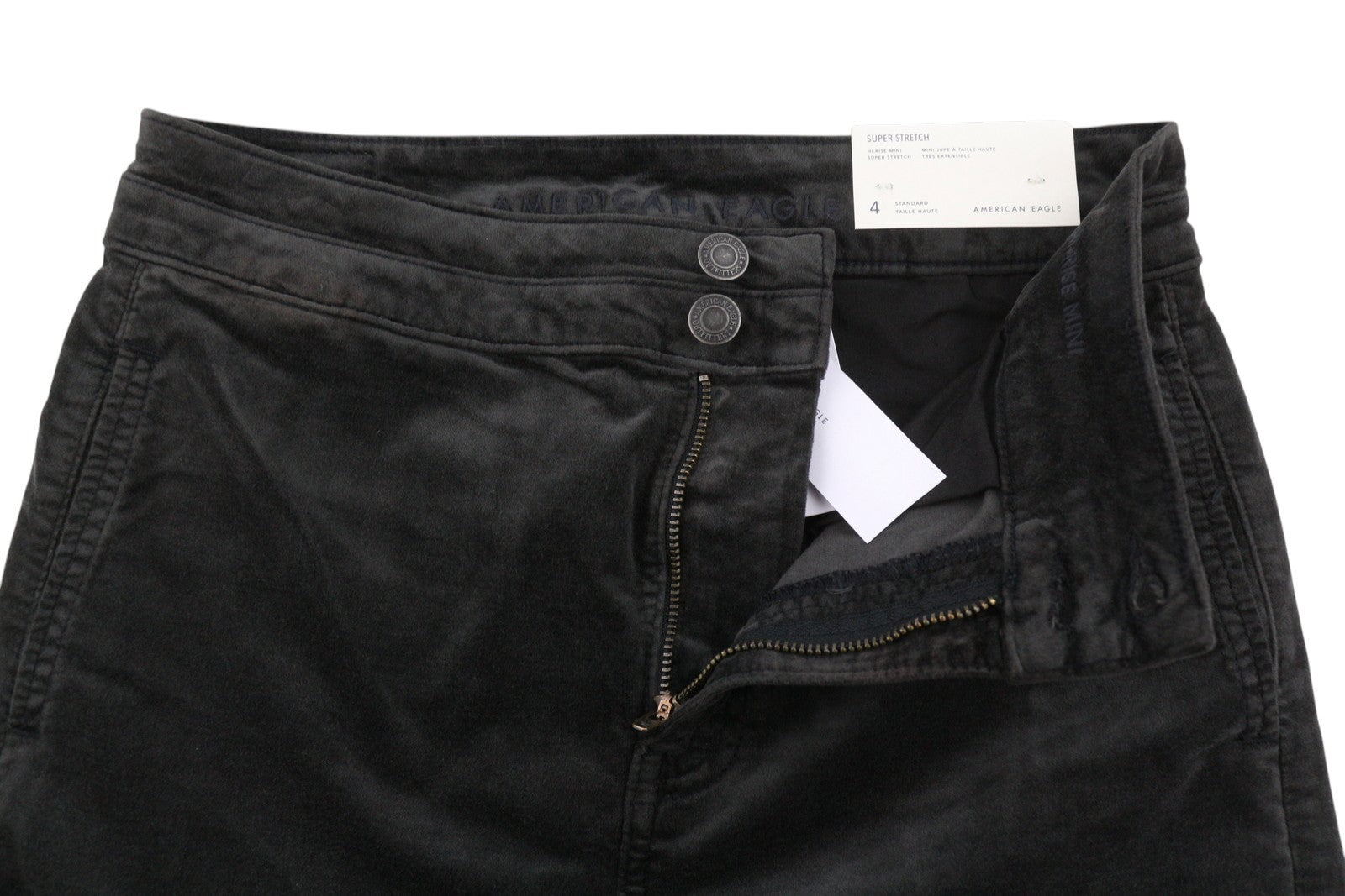 AMERICAN EAGLE OUTFITTERS Hi-Rise Mini Super Stretch Women Skirt UK8 Black Mini