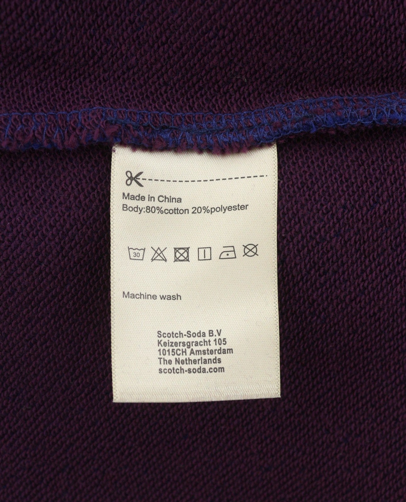 SCOTCH & SODA Men Sweatshirt L Dark Blue Crew Neck Patch Pocket Pull On