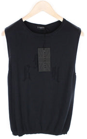RICHMOND  Men Jumper 50 Black Logo Pure Cotton Sleeveless Knitted Pull On Vest